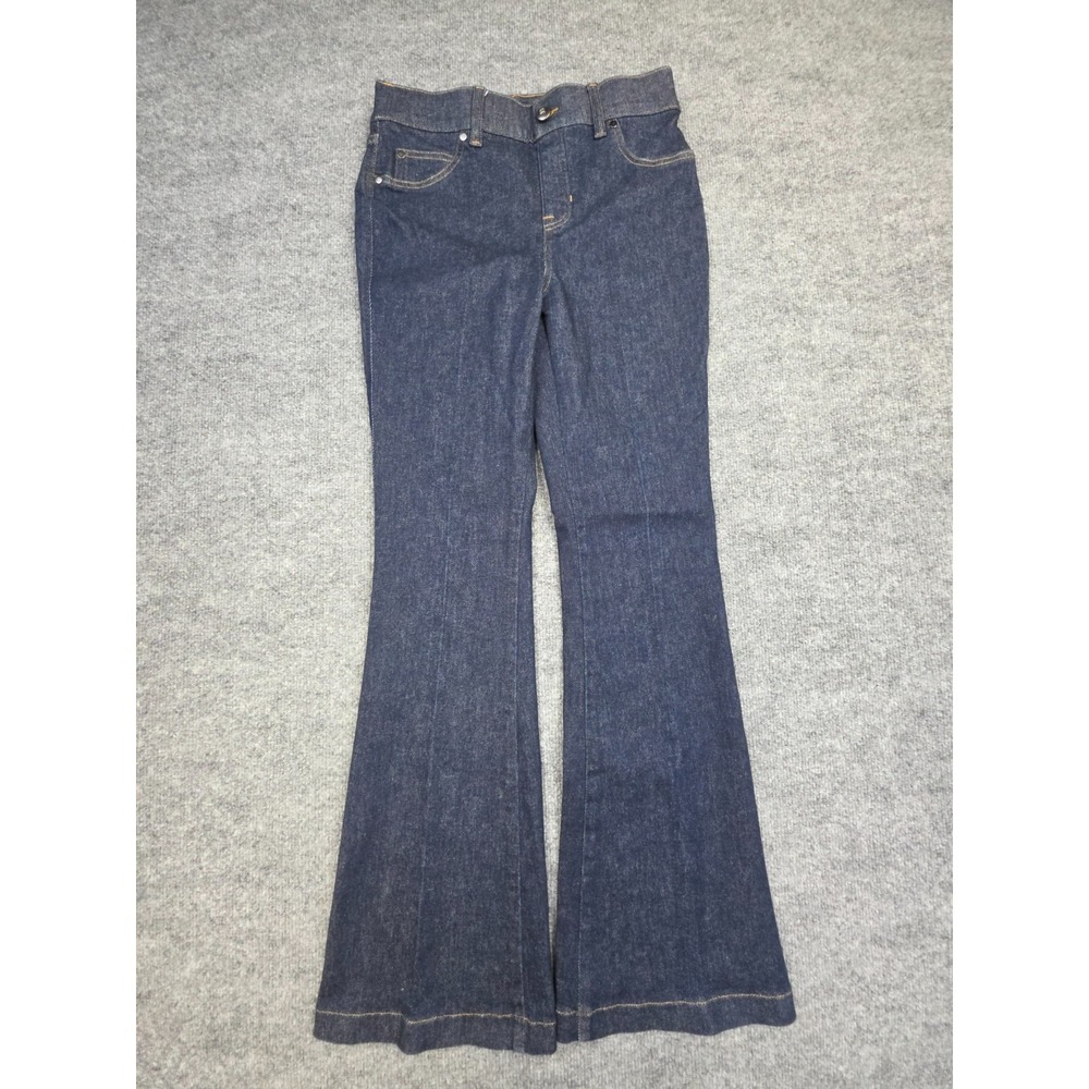 Spanx Denim Flare Jeans Women's Small (27 x 30) Blue Raw Denim Stretch